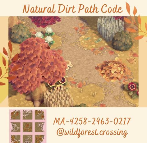 Fall Pathways Animal Crossing, Acnh Autumn Dirt Path, Leaf Path Animal Crossing, Autumn Dirt Path Acnh, Acnh Fall Dirt Path Codes, Fall Dirt Path Acnh Code, Fall Path Acnh Code, Autumn Path Animal Crossing, Dirt Animal Crossing Code