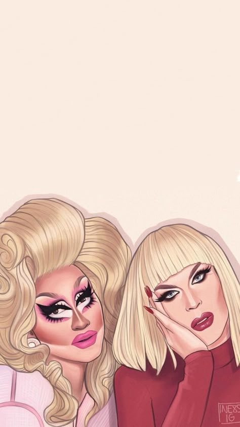 RuPaul's Drag Race: Trixie Mattel x Katya Zamolodchikova (S07) Wallpaper/Lockscreen Rupauls Drag Race Wallpaper Iphone, Rupaul's Drag Race Wallpaper, Trixie And Katya Art, Trixie Mattel Art, Katya Zamolodchikova Wallpaper, Trixya Fanart, Rpdr Wallpaper, Trixie Mattel Wallpaper, Trixie And Katya Wallpaper