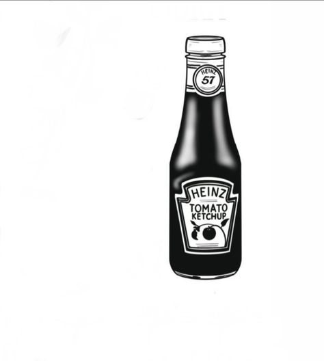 Ketchup Tattoo, Heinz 57, Heinz Tomato Ketchup, Bottle Tattoo, Flash Art, Ketchup Bottle, Black And White Drawing, Black Tattoos, Ketchup