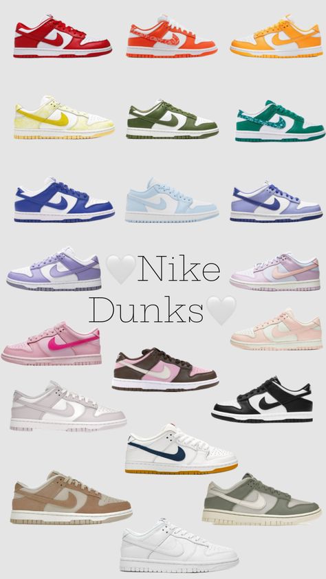 Nike dunks✨ #nike #dunks #nikedunks #justdoit #ilovenike #shoes #shoeinspo #shoesinspo #shoesilove #wishlist #wishshoes Nike Dunks All Colors, Unique Nike Dunks, Dunks Shoes Outfit, Dunk Collection, Couture Shoes, Dunks Nike, Hype Shoes, Shoe Inspo, 16th Birthday Party