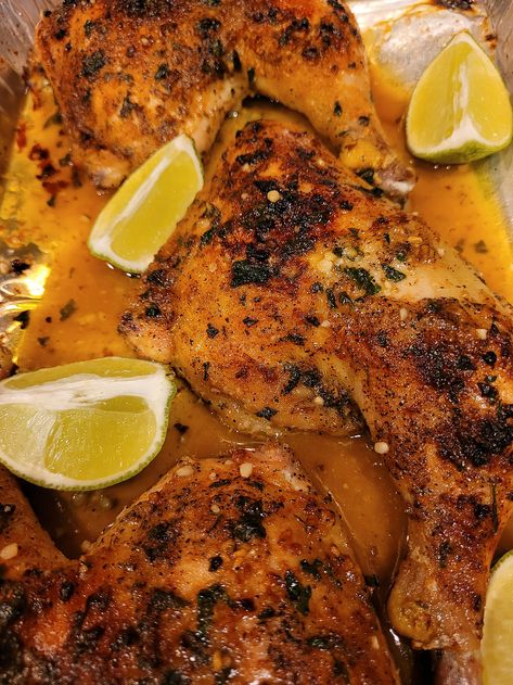 Healthy Chicken Quarter Recipes, Chicken Leg Quarter Grill Recipes, Lemon Lime Chicken, Heavenly Chicken Recipe, Heavenly Chicken, Chicken Quarter Recipes, Garlic Lime Chicken, Chicken Leg Quarter Recipes, Roasted Chicken Legs