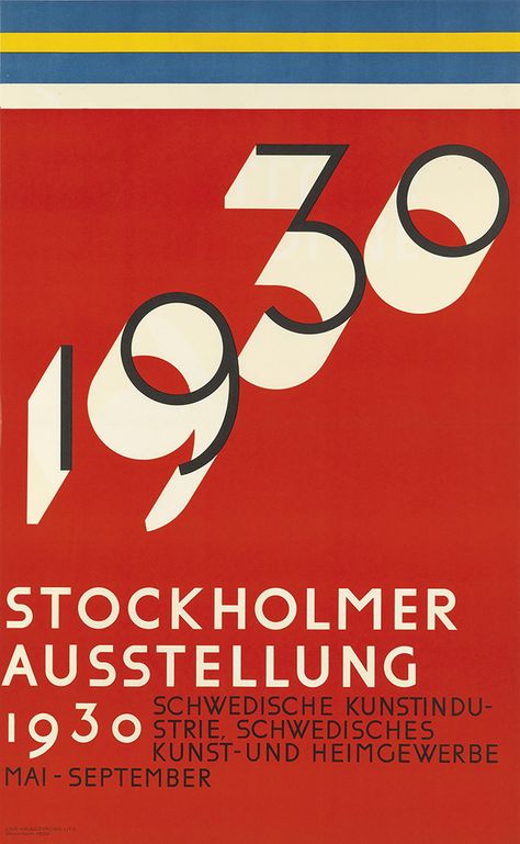 SIGURD LEWERENTZ (1885-1975) 1930 STOCKHOLM AUSSTELLUNG. 1929. Sigurd Lewerentz, Long Shadow, Vintage Graphic Design, Vintage Typography, Arte Popular, Typography Inspiration, Exhibition Poster, Vintage Graphics, Retro Design