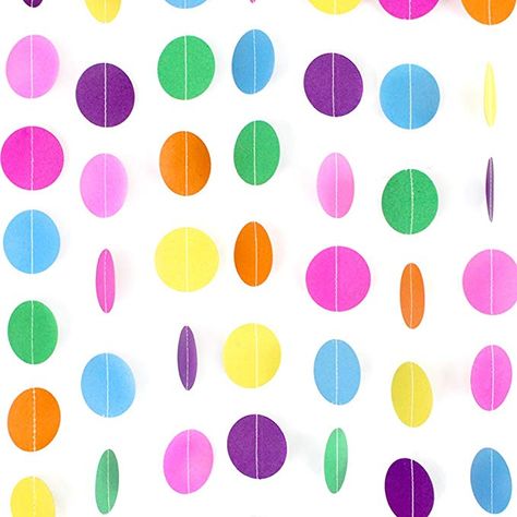 Amazon.com: Coceca 66ft 5 Pack Colorful Paper Garland Circle Dots Hanging Decorations for Birthday Party Wedding Decorations (66ft): Toys & Games Candyland Halloween, Candyland Theme Party, Piggy Party, Prom Decorations, Jungle Balloons, Wonka Party, Colorful Decorations, Party Streamers, Candyland Party