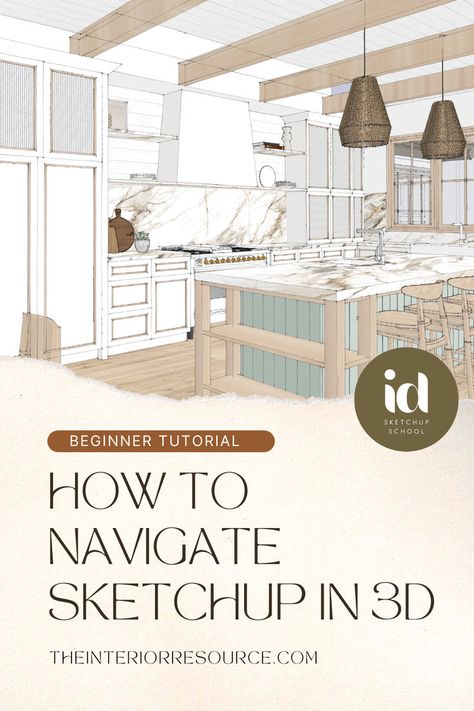 How to Navigate SketchUp in 3d - A Beginner Tutorial for Interior Designers In this video I go through how to use the orbit, zoom and pan tools which are essential for mastering SketchUp as a beginner. Sketchup Interior Design Render, Sketchup Interior Design, Sketch Up, Sketchup Tutorials, Sketchup Rendering, Design Graphics, Beautiful Interiors, In 3d, Next Level