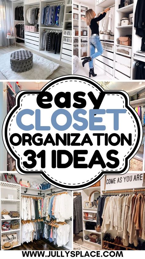 closet organization ideas, closet storage ideas, closet decor ideas, closet ideas Closet Decor Ideas, Easy Closet Organization Ideas, Organization Ideas On A Budget, Organized Wardrobe, Closet Storage Ideas, Easy Closet Organization, Easy Closet, Wardrobe Shelving, Maximize Closet Space