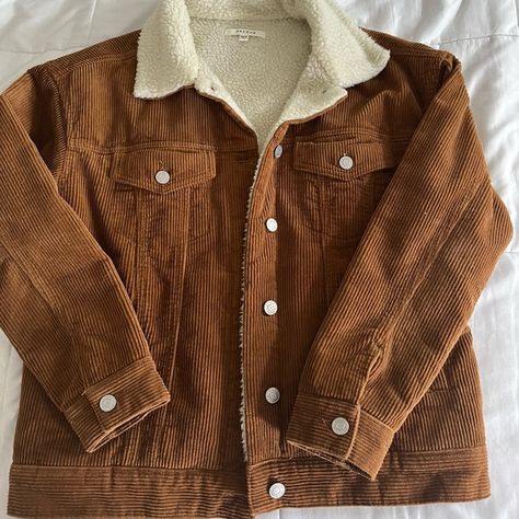 Pacsun Brown Corduroy Jacket Curdoroy Jacket Brown, Brown Corduroy Jacket Outfit, Vintage Corduroy Jacket, Brown Corduroy Jacket, Fuzzy Coat, Types Of Jackets, Brown Corduroy, Dream Style, Oversized Jacket