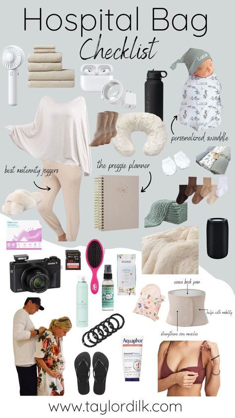 Hospital Bag Checklist — Taylor Dilk Birth Hospital Bag Packing Lists, Dad Hospital Bag Checklist, Newborn Hospital Outfit, Canon Powershot Digital Camera, Baby Hospital Bag Checklist, Delivery Hospital Bag, Birth Plans, Hospital Checklist, Hospital Bag For Mom To Be