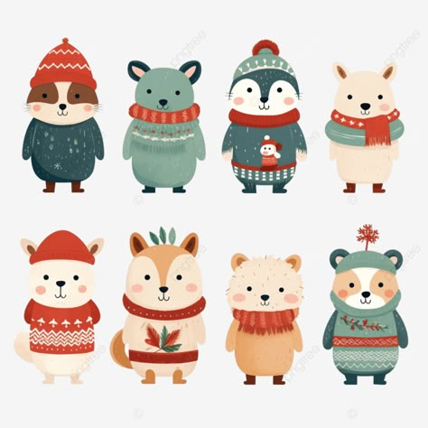 merry christmas celebration cute animals with ugly sweaters christmas animals funny christmas chri Christmas Animal Illustration, Cartoon Png Transparent, Crafts Stickers, Cartoon Png, Designs For Cricut, Funny Sweaters, Cute Animal Clipart, Cartoons Png, Animal Svg