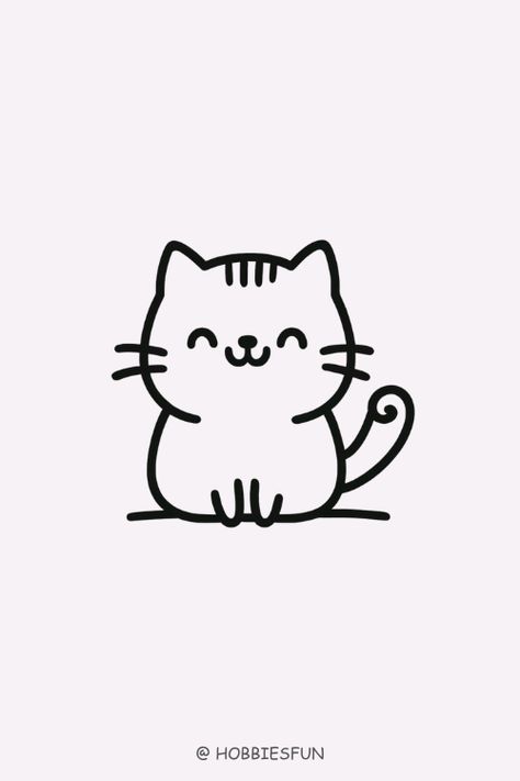 Drawing Topics, Cat Cute Simple Animal Drawings Doodles, Kawaii Cat Drawing Easy, Cat Peeking Drawing, Simple Cat Drawing Doodles, Cat Minimalist Drawing, Things To Draw For Friends, How To Draw A Kitten, Mini Cat Drawing, Cute Easy Cat Drawings