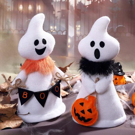 PRICES MAY VARY. 【Halloween Ghost Decorations】A couple of halloween ghost plush, which adorned with an orange fluffy scarf and black fluffy scarf; ghost stuffed animal hold pumpkin and "Boo!" flag. The weighted bottom make the ghost halloween decorations indoor stand alone stable. 【Halloween Stuffed Animal】2pcs ghost plush are 10.6inch/27cm tall. Perfect size and soft touch. Our cuddly and white ghost promises endless cuddles and playtime joy. 【Halloween Fantastic Gift For Kids】Ghost cuddling fu Tired Tray Decor, Ghost Plush, Pumpkin Boo, Boo Pumpkin, Ghost Gifts, Halloween Ghost Decorations, Ghost Decoration, Pumpkin Halloween Decorations, Halloween Party Diy