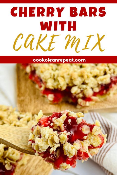 Cake Mix Cherry Pie Bars, Can Cherry Recipes, Cherry Cake Bars, Easy Cherry Bars, Cherry Pie Filling And Cake Mix Recipes, Easy Cherry Pie Filling Desserts, Cherry Crumble Cake, Cherry Bars Recipe Pie Fillings, Cake Mix Bars Recipes 3 Ingredients