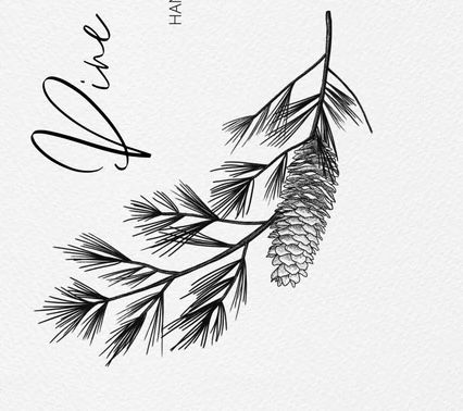 Pine Cone And Needles Tattoo, Pine Needles Tattoo, Pine Sprig Tattoo, Pine Tree Branch Tattoo, Evergreen Branch Tattoo, Pine Bough Tattoo, Pine Needle Tattoo, Pine Branch Tattoo, Pine Cone Tattoo