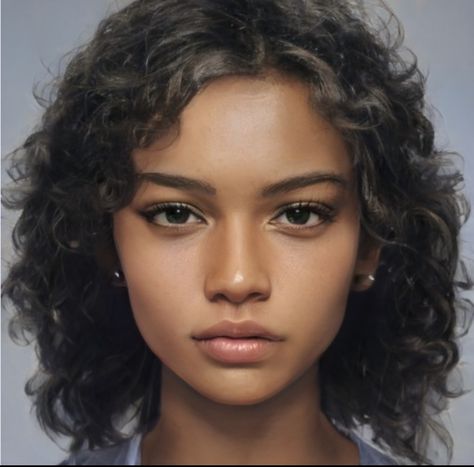 Black/Middle Eastern, curly hair, character ideas Middle Eastern Curly Hair, Middle Eastern Face Claim, Curly Hair Character, Older Woman Curly Hair, Face Inspiration, Mixed Girl, Dark Curly Hair, Face References, Brown Curly Hair