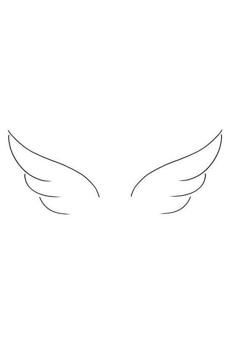 Easy Wings Drawing, Angel Simple Drawing, Angel Wing Template, Fine Line Angel Wings Tattoo, Angel Wing Outline, Easy Wings, Wing Outline, Wings Outline, Small Wing Tattoos