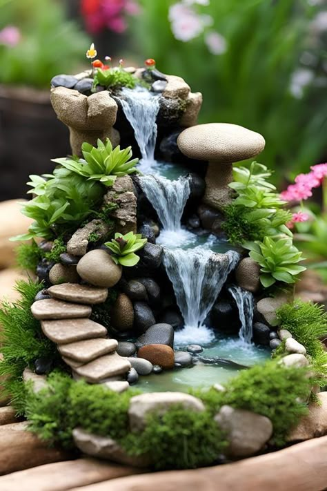 Garden Ideas Homemade, Wall Plants Indoor, Miniature Garden Design, Magical Landscape, Tree Indoor, Fairy Garden Ideas, Indoor Plant Wall, Fairy House Crafts, Fairy Garden Plants