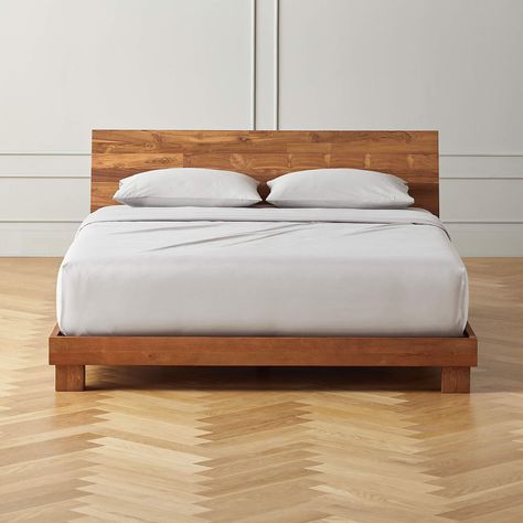 Dondra Teak King Bed + Reviews | CB2 Queen Bed Mattress, Beautiful Bed Designs, Wood Canopy Bed, Contemporary Bed Frame, Simple Bed Designs, Best Platform Beds, Cama King Size, Cama King, California King Bedding