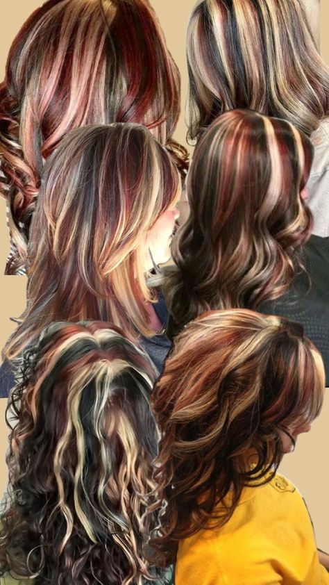 Calico Hair Color, Genderfluid Haircut, Calico Hair, Skunk Hair, Red Blonde Hair, Peekaboo Hair, Cute Hair Colors, Hair Color Streaks, Dyed Hair Inspiration