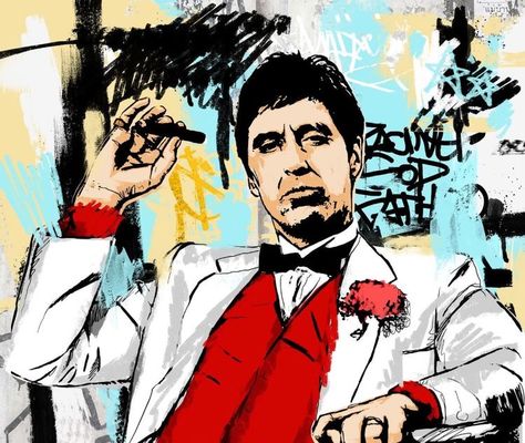 Scarface Al Pacino, Scarface Poster, Street Art Painting, Tony Montana, Al Capone, Art Street, Inspirational Artwork, Al Pacino, Life Time