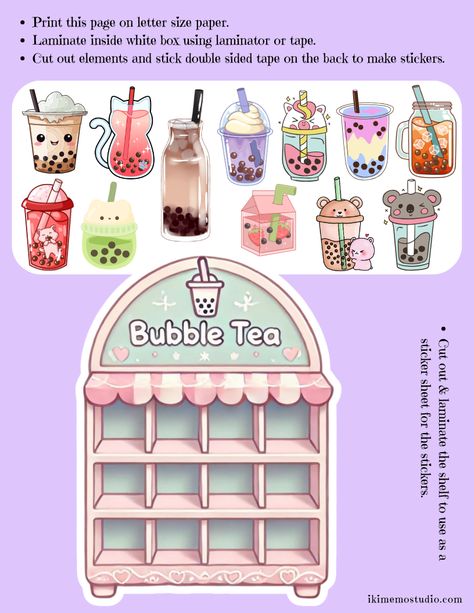 Put together your own bubble tea shelf using this printable sticker! Tea Shelf, Printable Diy Crafts, Free Printable Paper Dolls, Sticker Printable, Paper Dolls Diy, Quiet Book Patterns, Paper Doll House, Paper Doll Template, Bullet Journal Diy