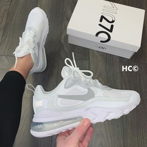 Nike Air Max 270 React, Trendy Shoes Sneakers, White Nike Shoes, Air Max 270 React, Jordan Shoes Girls, 270 React, All Nike Shoes, Nike Free Run, Nike Air Shoes