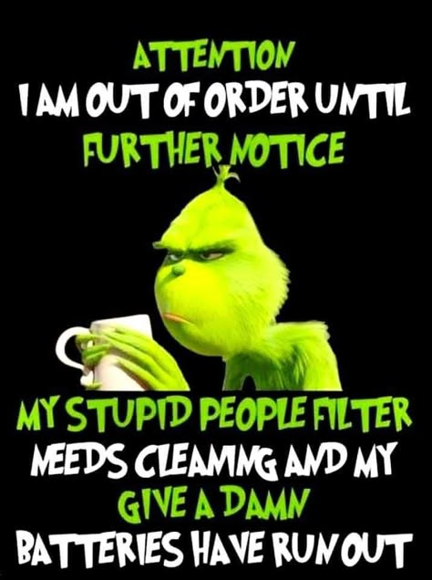 Grinch Memes Humor, Grinch Memes, Work Humour, Pen Skills, Wonderland Decorations, Grinch Quotes, Funny Day Quotes, Out Of Order, Funny Cartoons Jokes