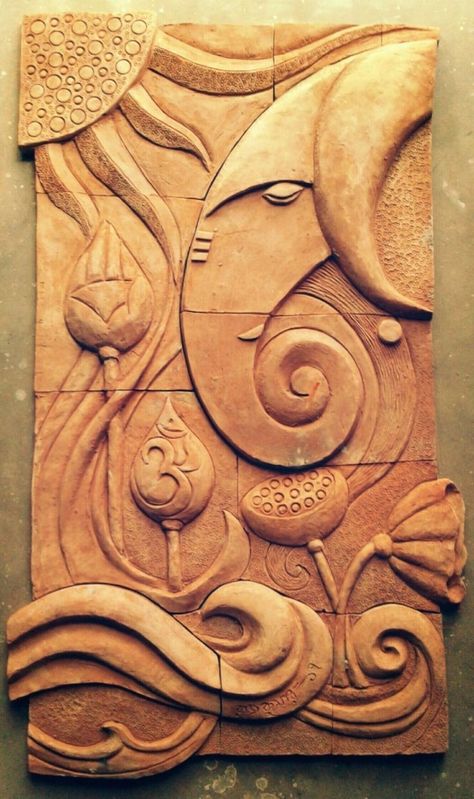 Abstract Relief Art, Relief Mural Art, C4x Carving, 3d Relief Art Design, Relief Painting Designs, Wall Relief Sculpture, 3d Relief Art, 3d Murals, Clay Ganesha