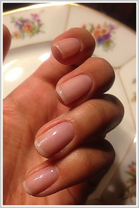 A gel manicure and a shellac manicure are essentially the same thing: long-lasting polishes cured under uv lamps. Clear Pink Shellac Nails, Clear Gel Manicure Natural, Shellac Pedicure Ideas, Natural Nails Manicure Polish, Clear Shellac Nails, Super Short Gel Nails Natural, Clear Gel Manicure, Natural Mani Pedi, Pink Shellac Nails