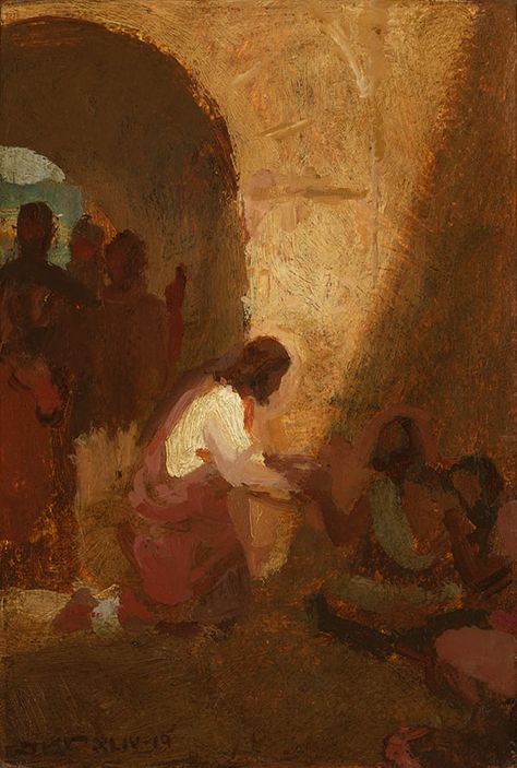 The Lord Preserveth The Strangers from the collection of J. Kirk Richards | Artwork Archive J Kirk Richards, Paintings Of Christ, Woman At The Well, The Strangers, Biblical Artwork, Bible Artwork, Christian Illustration, Our Father Who Art In Heaven, Jesus Artwork