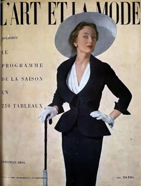 1950 Fashion, Mid Century Fashion, Vintage Suit, Dior Collection, Fifties Fashion, Fashion Magazine Cover, Fashion 1950s, Dior Vintage, Vogue Pattern