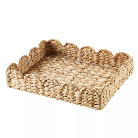 11" x 14" Scalloped Woven Natural Water Hyacinth Decorative Tray | Walmart (US) Grand Millennial Bathroom Decor, Home Decor Shopping, Dorm Shelf Decor, Scallop Decor, Preppy Bathroom Decor, Casita Decor, Thrifting Inspiration, Kitchen Island Counter, Dining Table Kitchen Island