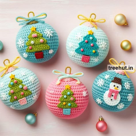 Child Art, Free Coloring Pages, Craft, Clipart, Art Ideas, Gardening at Treehut.in Xmas Ideas Gifts, Crochet Christmas Balls, Crochet Holiday Gifts, Crochet Christmas Garland, Craft Clipart, Crochet Christmas Patterns, Christmas Crochet Ideas, Christmas Ornaments Crochet, Xmas Crochet