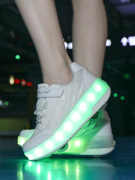 LED Light Up USB Rechargeable Roller Skate Shoes With Double Wheels For Outdoor SportI discovered amazing products on SHEIN.com, come check them out! Roller Derby Costume, Roller Skate Shoes, Roller Derby, Roller Skate, Dress Ideas, Christmas Wishlist, Skate Shoes, Amazing Products, Costume Ideas