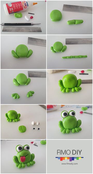 Polymer-clay-frog-diy-tutorial-stripe Flori Din Lut, Flori Fondant, Frog Cake, Aktiviti Kanak-kanak, Clay Crafts For Kids, Kids Clay, ดินปั้น Polymer Clay, Clay Diy Projects, Clay Crafts Air Dry