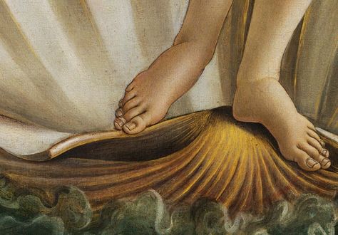 The toes of Botticelli's Venus. Why the Venus de Milo Has Extra-Long Second Toes Venus Astrology, Venus Tattoo, Venus Painting, Venus Art, Birth Of Venus, Greek Statues, Sandro Botticelli, Outdoors Tattoo, Pencil Portrait