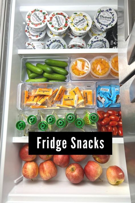 How to organize kid snacks in pantry and refrigerator Refrigerator Snack Organization, Kids Snack Drawer In Fridge, Snack Cupboard Organization, Snacks In Pantry, Fridge Goals Snacks, Snack Drawer Ideas, Snack Cupboard, Hummus Cup, Pantry Snacks