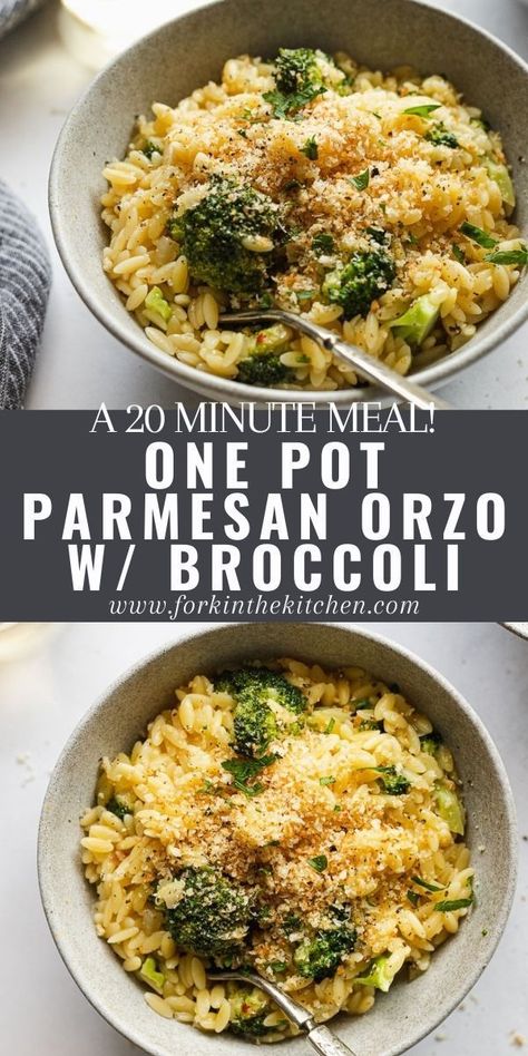 Weeknight Vegetarian Meals, Orzo Dinner Recipes Vegetarian, Cheap Healthy Dinners For One, Lemon Broccoli Orzo, Fast Veggie Dinner, Dinner With Orzo, Easy Family Dinners Vegetarian, Easy Fast Vegetarian Dinner, One Pot Vegetarian Dinner