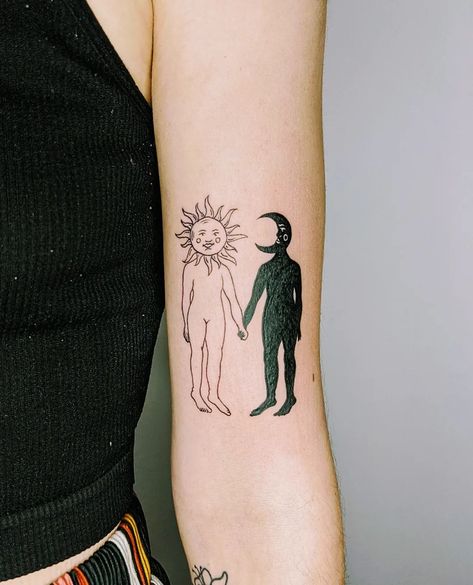 • Edie Bea Tattoo • on Instagram: “About 1.3 million Earths could fit into the sun and about 50 moons could fit inside the earth. Thank you @hrreing for this lovely little…” Come Back To Earth Tattoo, Bea Tattoo, Sun And Moon Tattoo Designs, Mother Earth Tattoo, Sun And Moon Tattoos, Trident Tattoo, Bumble Bee Tattoo, Earth Tattoo, Sun And Moon Tattoo