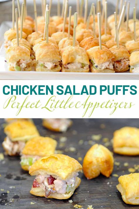 Chicken Salad Puffs, Chicken Salad Appetizer, Ideas For Parties, Tea Party Sandwiches, Pepperidge Farm Puff Pastry, Prom Look, Pre Cooked Chicken, Hairstyles Design, Party Sandwiches