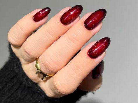 Halloween Ombre Nails, Halloween Ombre, Mani Inspiration, Red Ombre Nails, Purple Ombre Nails, Pink Chrome Nails, Ombre Manicure, Velvet Nails, Nails Yellow