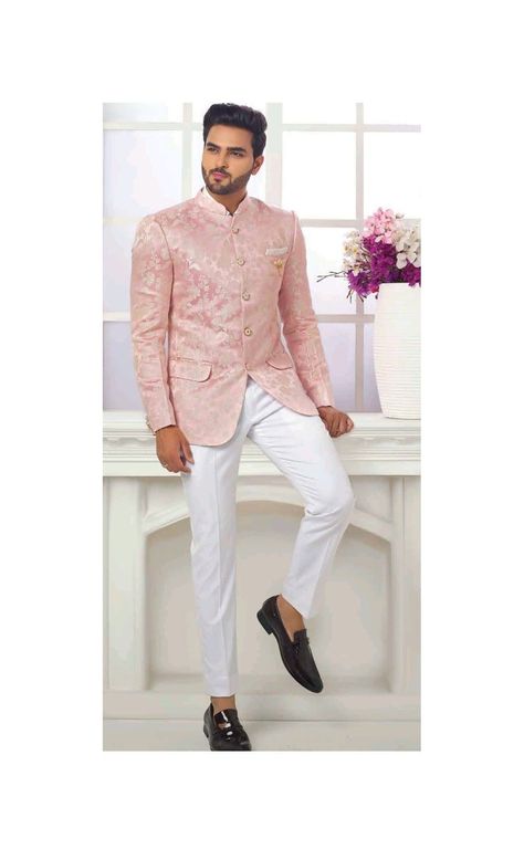 Pink Jodhpuri For Men, Blazer For Men Wedding Reception, 2 Piece Suit Men Wedding, 2 Piece Suit Men, Groom Wear Wedding, Jodhpuri Suits For Men Wedding, Engagement Couple Dress, Coat Pant For Men, Jay Dwarkadhish