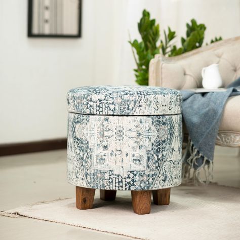 PRICES MAY VARY. Stylish: Our vibrant ethnic print storage ottoman is the perfect addition to any room that needs an accent piece that not only offers a place to rest your feet, but also serves as instant seating for guests Comfortable: Our round storage ottoman footrest stool cover is made of 100% Cotton, it's cushion is filled with resilient upholstered foam, thick cushioning creates a plush place to sit or to rest your feet Lightweight and versatile: Made with a lightweight design to suite an Storage Ottomans, Round Storage Ottoman, Foot Rest Ottoman, Stool Covers, Round Storage, Ottoman Stool, Ottoman In Living Room, Upholstered Storage, Ethnic Print