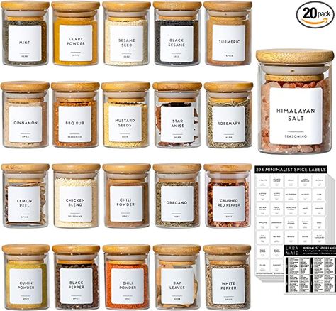 Spice Jar Labels, Spice Jar Set, Pepper Spice, Glass Spice Jars, Spice Labels, Spice Cabinet, Herb Seasoning, Spice Containers, Food Storage Container