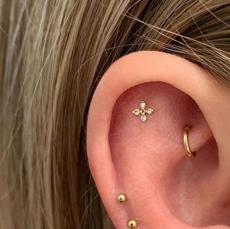 Double Helix Double Lobe, Double Lobe And Helix Piercing, Double Mid Helix Piercing, Third Lobe Piercing, Double Helix Earrings, Mid Helix Piercing, Double Helix Piercings, All Piercings, Double Lobe Piercing