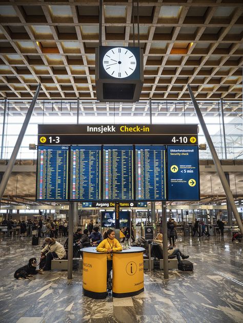 Gallery of Oslo Airport Expansion / Nordic Office of Architecture - 1 Airport Design Interior, Small Airport Architecture, International Airport Design, Airport Structure, Stockholm Shopping, Nordic Office, Oslo Airport, Scandinavian History, Mall Of America