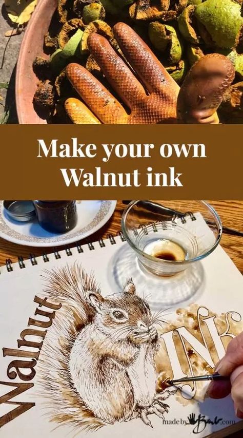 How To Make Ink, Tinta Natural, Homemade Paint, Natural Dye Fabric, Walnut Ink, Eco Dyeing, Natural Dyeing, Eco Printing, Dyeing Techniques