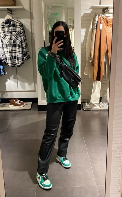 Air Jordan 1 Pine Green Outfit Women, Nike Jordan Lucky Green Outfit, Green Jordans Outfit Women, Green Airforce 1 Outfit Women, Nike Jordan Green Outfit, George Green Jordan 1 Outfit, Green Hoddies Outfits Ideas, Jordan 1 Lucky Green Outfit Women, Green Nike Sweatshirt Outfit