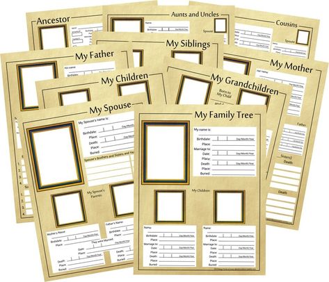 Family History Book Layout, Genealogy Printables, Genealogy Projects, Genealogy Binder, Family Tree Forms, Genealogy Templates, Genealogy Notebook, Ancestry Chart, Family History Organization