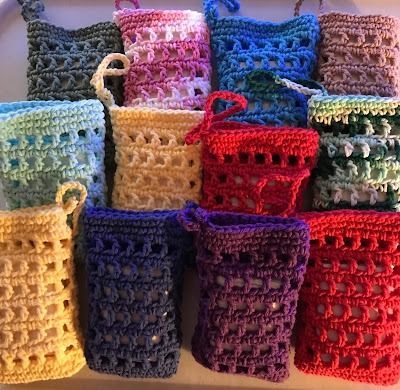 Grandma's Craft Closet: Square Pattern Soap Sack Crochet Soap Pouch Free Pattern, Crochet Soap Saver Pattern Free Simple, Crochet Soap Holder, Diy Soap Pouches, Knitted Pouch, Soap Sack, Scrubbies Crochet Pattern, Magic Circle Crochet, Cotton Crochet Patterns