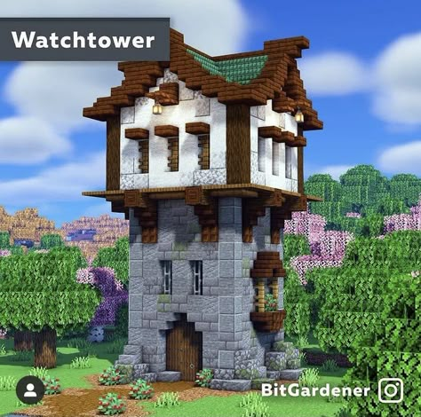 Minecraft Watchtower, Minecraft Kingdom, Minecraft Building Guide, Case Minecraft, Minecraft Structures, Minecraft House Plans, Bangunan Minecraft, Minecraft Farm, Minecraft Castle