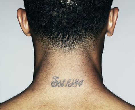 Young man with tattoo on neck, close-up, rear view Rear Neck Tattoo, Behind The Neck Tattoos, Neck Tattoo Ideas For Men, Back Of Neck Tattoo Men, Neck Tattoo Men, Tattoo On Neck, Neck Tattoo Ideas, Best Neck Tattoos, Small Neck Tattoos